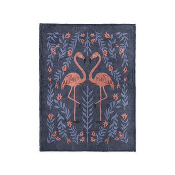 Flamingo Friends Navy in Small (30" x 40") Size