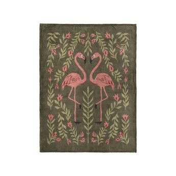 Flamingo Friends Sage Green in Small (30" x 40") Size