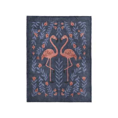 Flamingo Friends Navy in Small (30" x 40") Size
