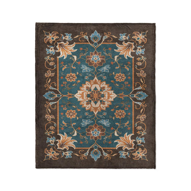 Miriam Dark Teal & Brown in Medium (50" x 60") Size