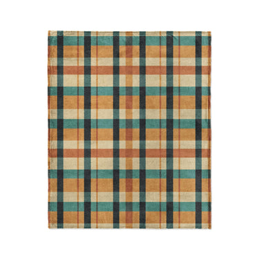 Brenton Plaid Taupe Teal in Medium (50" x 60") Size