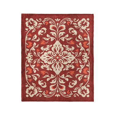 Annette Red & Ivory in Medium (50" x 60") Size