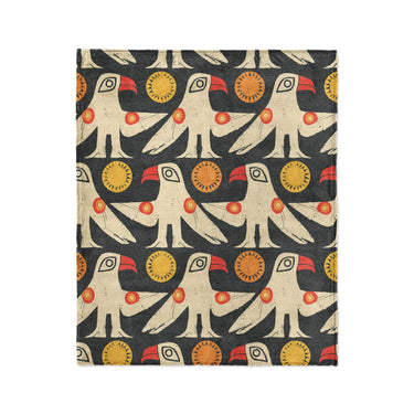 Tribal Birds Black in Medium (50" x 60") Size