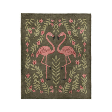 Flamingo Friends Sage Green in Medium (50" x 60") Size