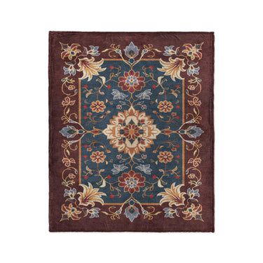 Miriam Navy & Burgandy in Medium (50" x 60") Size