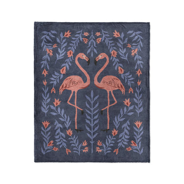 Flamingo Friends Navy in Medium (50" x 60") Size