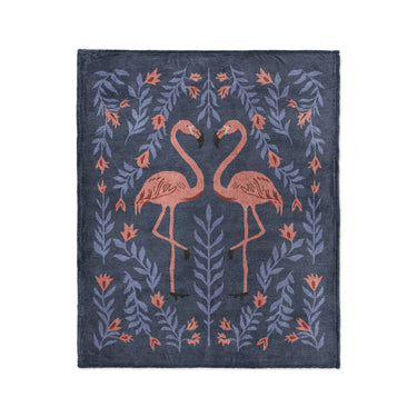 Flamingo Friends Navy in Medium (50" x 60") Size