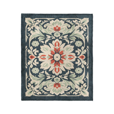 Eugina Seafoam & Navy in Medium (50" x 60") Size