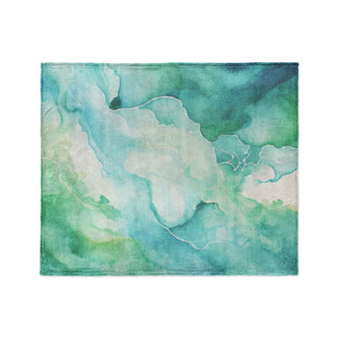 Zephyr Watercolor Blue & Green in Medium (50" x 60") Size