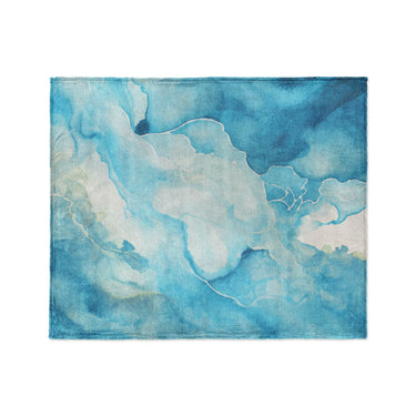 Zephyr Watercolor Azure Blue in Medium (50" x 60") Size