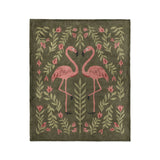 Flamingo Friends Sage Green in Medium (50" x 60") Size