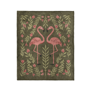 Flamingo Friends Sage Green in Medium (50" x 60") Size