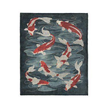 Koi Pond Blue in Medium (50" x 60") Size