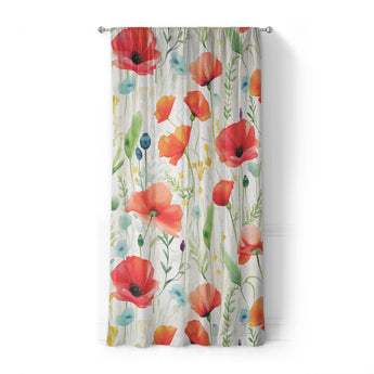 Watercolor Poppies in Standard (50" x 84") Size