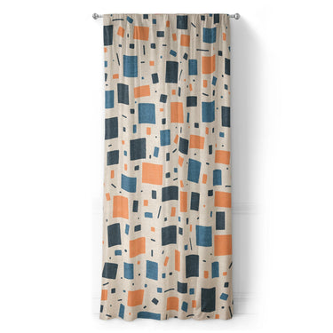 Geometric Confetti Blue & Orange in Long (50" x 96") Size