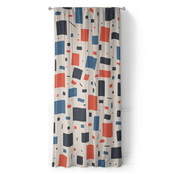 Geometric Confetti Blue & Red in Long (50" x 96") Size