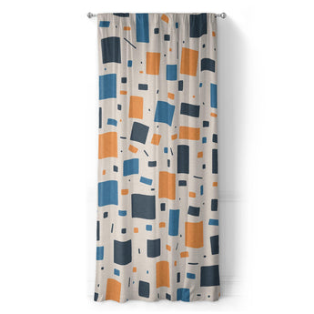 Geometric Confetti Blue & Orange in Long (50" x 96") Size