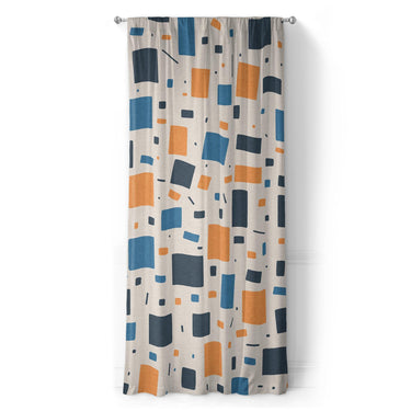 Geometric Confetti Blue & Orange in Long (50" x 96") Size