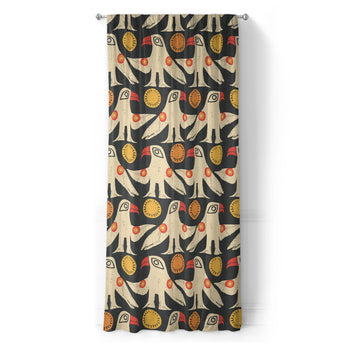 Tribal Birds Black in Long (50" x 96") Size