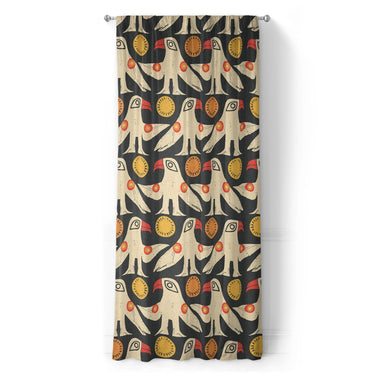 Tribal Birds Black in Long (50" x 96") Size