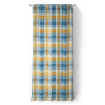 Monroe Plaid Blue & Yellow in Long (50" x 96") Size