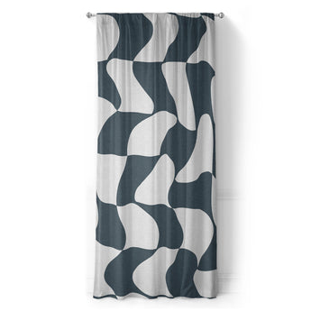 Twyla Checkered Navy in Long (50" x 96") Size