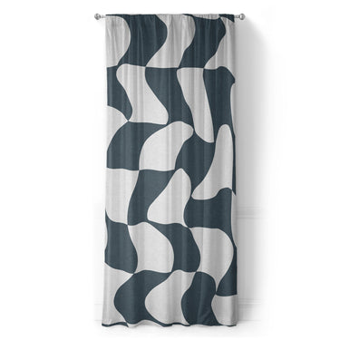 Twyla Checkered Navy in Long (50" x 96") Size