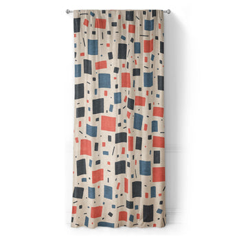 Geometric Confetti Blue & Red in Long (50" x 96") Size