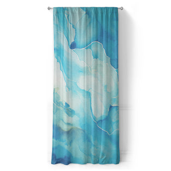 Zephyr Watercolor Azure Blue in Long (50" x 96") Size