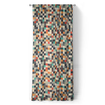 Pixel Mosaic Multicolor Earthtone in Long (50" x 96") Size