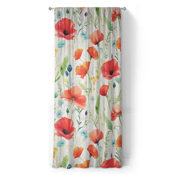 Watercolor Poppies in Long (50" x 96") Size