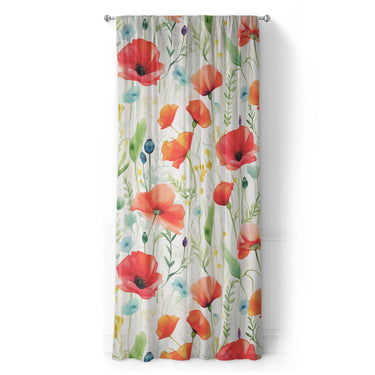 Watercolor Poppies in Long (50" x 96") Size