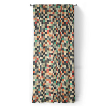 Pixel Mosaic Multicolor Earthtone in Long (50" x 96") Size