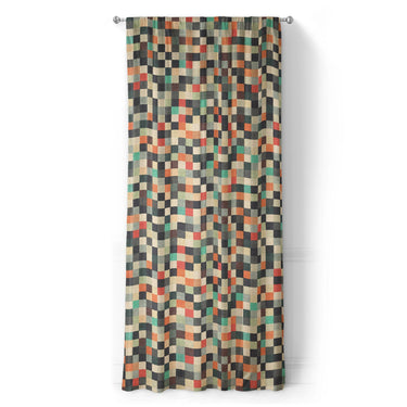 Pixel Mosaic Multicolor Earthtone in Long (50" x 96") Size
