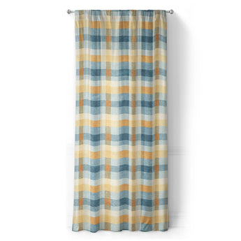 Monroe Plaid Blue & Yellow in Long (50" x 96") Size
