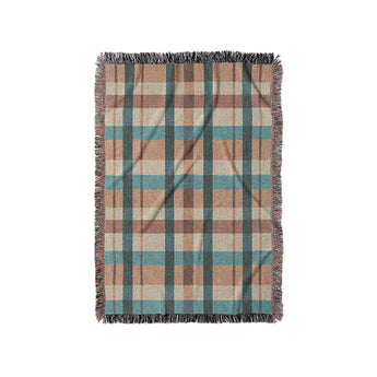 Brenton Plaid Taupe Teal in Small (37" x 52") Size