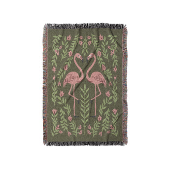 Flamingo Friends Sage Green in Small (37" x 52") Size