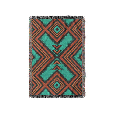 Pancho Turquoise & Vermillion in Small (37" x 52") Size