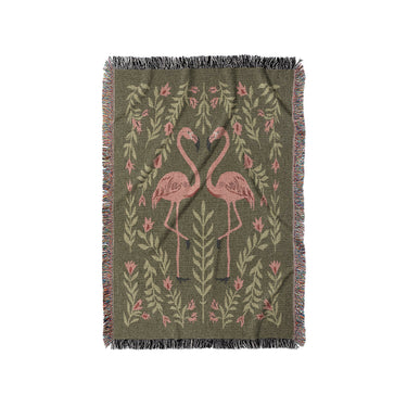 Flamingo Friends Sage Green in Small (37" x 52") Size