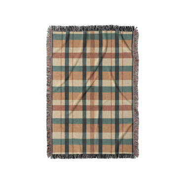 Brenton Plaid Taupe Teal in Small (37" x 52") Size