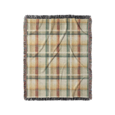 Madras Plaid Taupe Green in Medium (50" x 60") Size