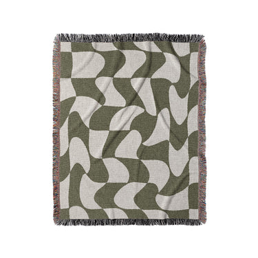 Twyla Checkered Army Green in Medium (50" x 60") Size