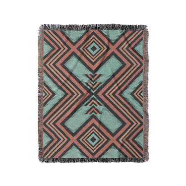 Pancho Turquoise & Vermillion in Medium (50" x 60") Size
