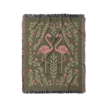 Flamingo Friends Sage Green in Medium (50" x 60") Size