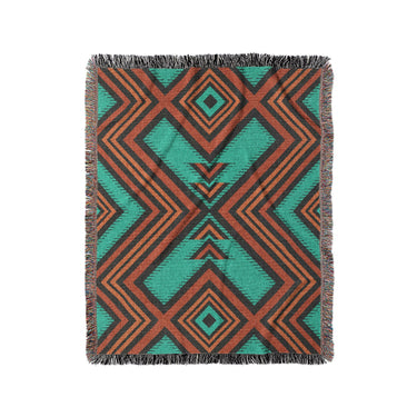 Pancho Turquoise & Vermillion in Medium (50" x 60") Size