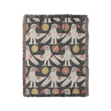 Tribal Birds Black in Medium (50" x 60") Size