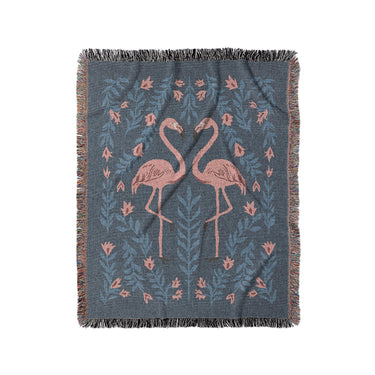 Flamingo Friends Navy in Medium (50" x 60") Size