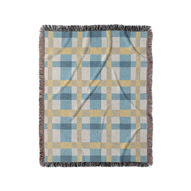 Monroe Plaid Blue & Yellow in Medium (50" x 60") Size