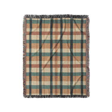 Brenton Plaid Taupe Teal in Medium (50" x 60") Size