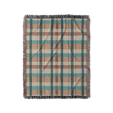 Brenton Plaid Taupe Teal in Medium (50" x 60") Size